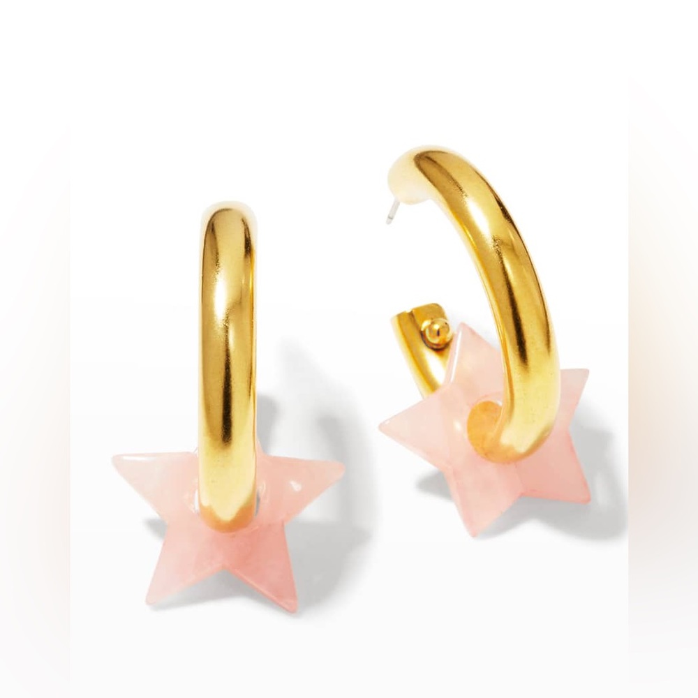 BRINKER & ELIZA Starland Hoop Rose Quartz Earrings $108 MSRP